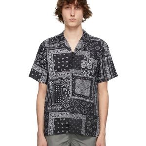 BATHER Black & White Bandana Camp Short Sleeve Shirt